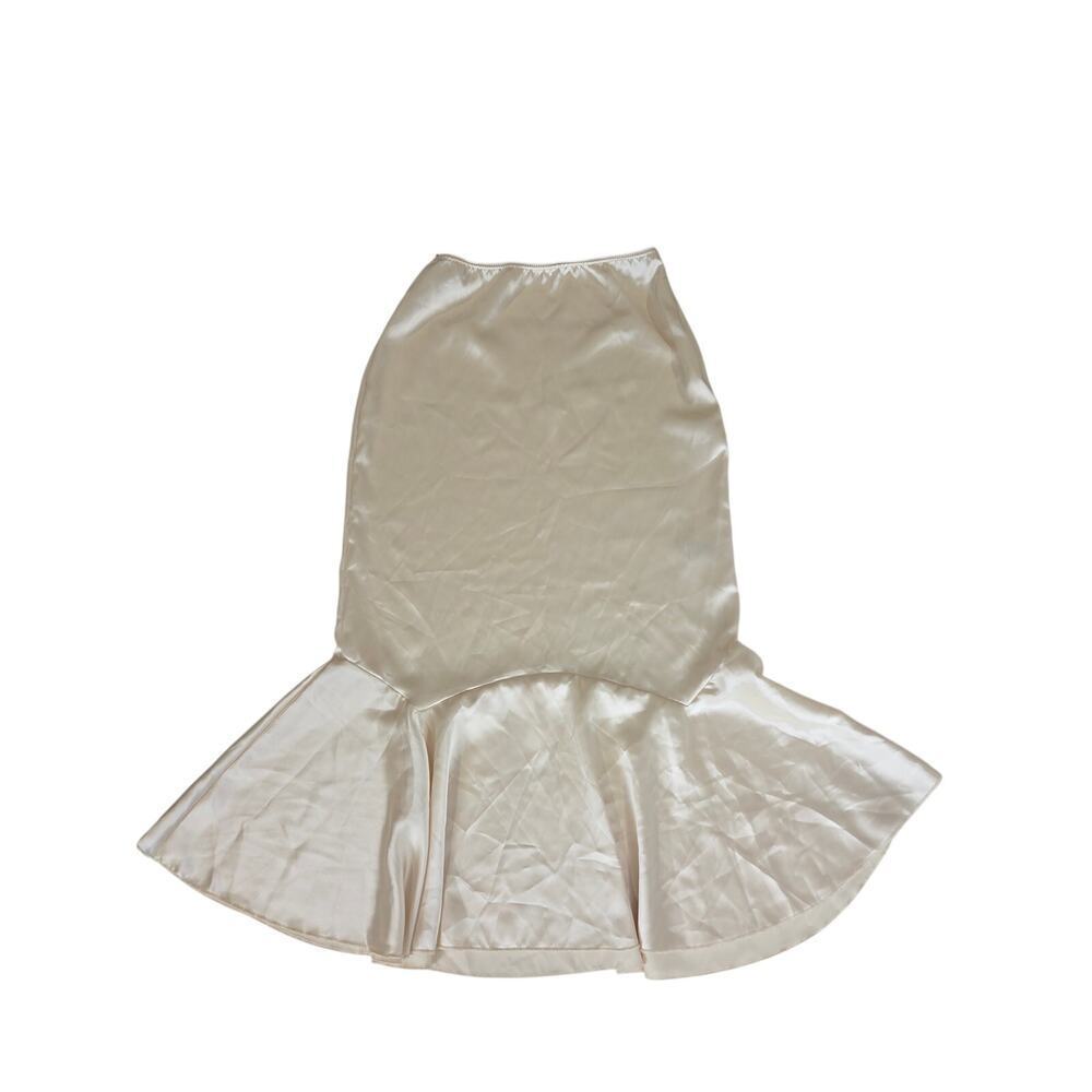 Kimichi Blue M Cream Satin Flounce Hem Midi Skirt Mermaid Hem Slip Skirt